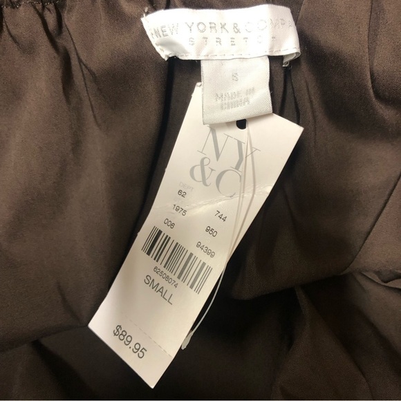 New York & Co Long Brown Dress Off Shoulder Front Slits Deep Pockets Size S NWT - Picture 5 of 6